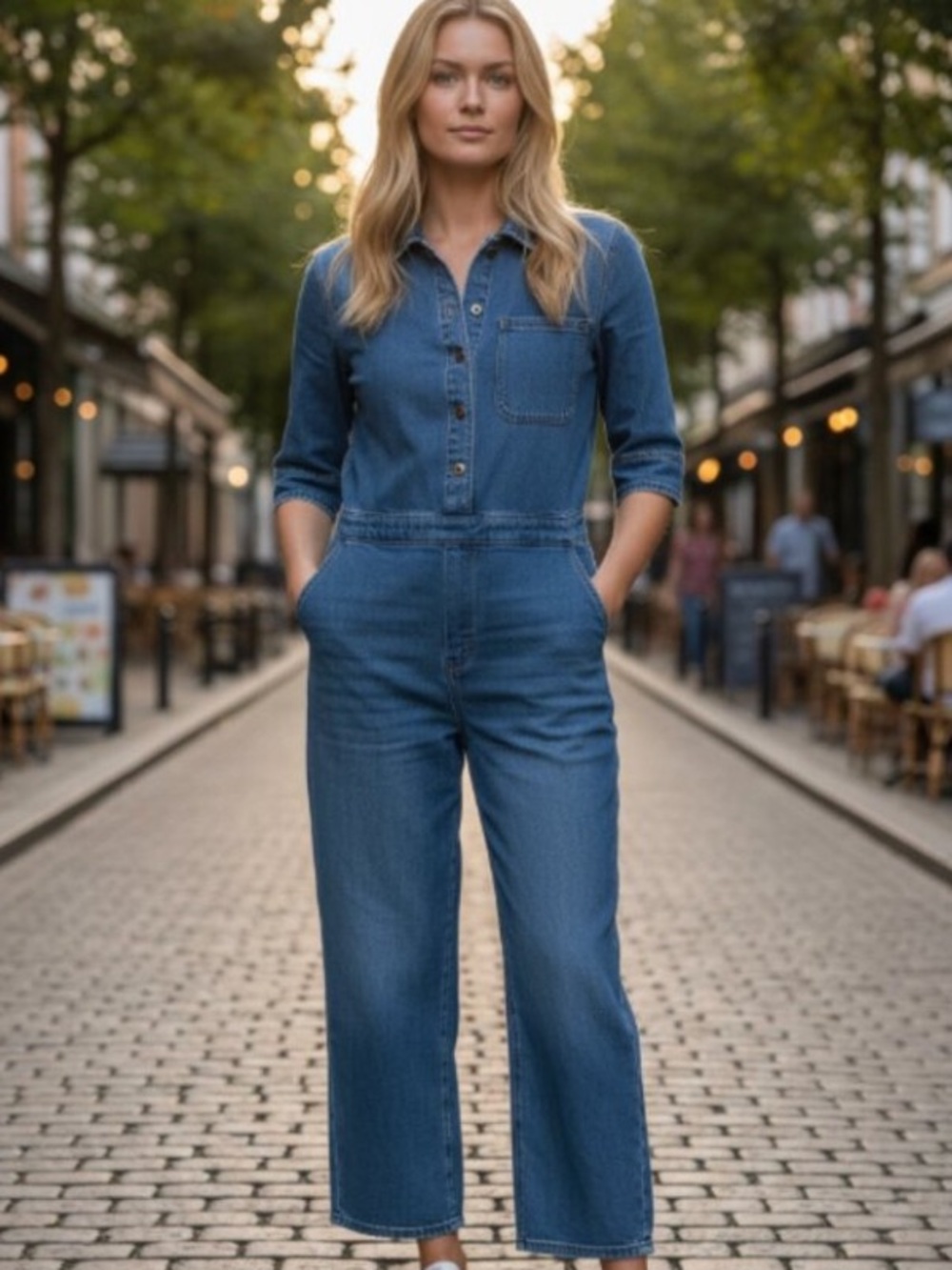 NWT!  Levi’s Strauss Heritage Jumpsuit Play Date Blue Denim Pockets ~ XS‎